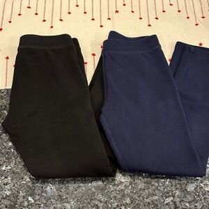 Primary Fleece-Lined Black and Navy Kids Leggings Set